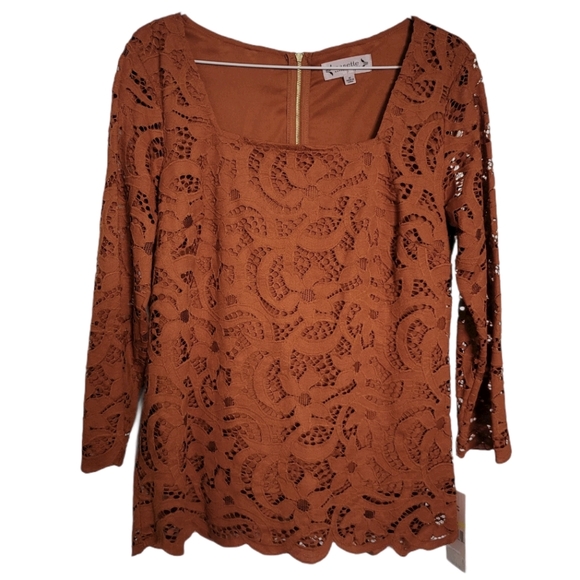 Nanette Nanette Lepore Womens Orange Lace Square N - Picture 2 of 6